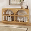 image:imageNathan James Ford Organic Modern Console Table or Arched Storage Cabinet with Open Shelf Storage for Entryway or Living Room Light Brown Set of 3Light Brown
