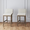 image:imageNathan James Gracie Modern Upholstered Bar Chair Wooden Bar Stool for Kitchen Island with Faux Leather Upholstery Light Brown Set of 2Dark BrownBeige