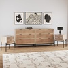 image:imageNathan James Harper Mid Century Modern Set Solid Wood Living Room Storage with 2 Nightstands Solid Wood Legs and Metal Drawer Pulls AcaciaBlackLight BrownRattan