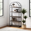 image:imageNathan James Haven Etagere Bookshelf 5Shelf Bookcase in Nutmeg Wood and Black Metal Frame with Arch Top and Open Shelves NutmegBlackBlack