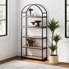 image:imageNathan James Haven Etagere Bookshelf 5Shelf Bookcase in Nutmeg Wood and Black Metal Frame with Arch Top and Open Shelves NutmegBlackRaw Oak