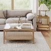 image:imageNathan James Hayes Glass Coffee Table and Side Table Set with Rattan Bottom Shelf Bohemian 3Piece Living Room SetLight BrownGlass