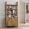 image:imageNathan James Iris 3 Tier Bookshelf Arched Bookcase Cabinet Solid Wood Bookcase with Cabinet Base Boho Bookshelf in Midnight Charcoal FinishIris Light Brown