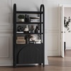 image:imageNathan James Iris 3 Tier Bookshelf Arched Bookcase Cabinet Solid Wood Bookcase with Cabinet Base Boho Bookshelf in Midnight Charcoal FinishIris Midnight Charcoal