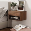 image:imageNathan James Jackson Wall Mounted Rattan Floating Bedroom Nightstand with Storage Drawer and Modern Open Shelf Cubby Light OakRattanBrown Walnut