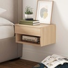 image:imageNathan James Jackson Wall Mounted Rattan Floating Bedroom Nightstand with Storage Drawer and Modern Open Shelf Cubby Light OakRattanLight Oak