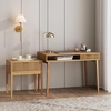 image:imageNathan James Jasper MidCentury Modern Desk Wall Unit Vanity and Nightstand Set Wood Desk with Drawer and Side TableLight Brown