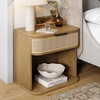 image:imageNathan James Keith Farmhouse Bedside Table Modern Coastal Nightstand Rattan Nightstand with 1 Drawer for Bedroom Light Brown