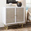 image:imageNathan James Kova Accent Sideboard Storage Cabinet in Light Wood and Rattan with Metal Frame Adjustable Shelves and Cane Doors for Hallway or Living Room Light OakCaneBlackMatte White