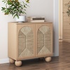 image:imageNathan James Leah Boho TV Stand or Sideboard Cabinet for Kitchen or Living Room with BallStyle Feet Natural Seagrass Door Fronts and Solid Wood Legs Raw Oak Set of 2Raw Oak
