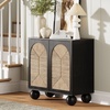 image:imageNathan James Leah Boho TV Stand or Sideboard Cabinet for Kitchen or Living Room with BallStyle Feet Natural Seagrass Door Fronts and Solid Wood Legs Raw Oak Set of 2Blackseagrass