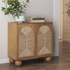 image:imageNathan James Leah Boho TV Stand or Sideboard Cabinet for Kitchen or Living Room with BallStyle Feet Natural Seagrass Door Fronts and Solid Wood Legs Raw Oak Set of 2Light Brown