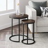 image:imageNathan James Lula Nesting Round Side Set of 2 Accent End Table for Living Room with Wood or Marble Finish Tabletop and Metal Base NutmegBlackNutmegBlack