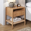 image:imageNathan James Meads Wood Nightstand with Drawer Vintage Nightstand with Seagrass Storage and Brass Handles Light BrownLight BrownSeagrass