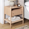 image:imageNathan James Meads Wood Nightstand with Drawer Vintage Nightstand with Seagrass Storage and Brass Handles Light BrownRaw OakSeagrass