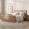 image:imageNathan James Miles Mid Century Modern Queen Bed Frame Queen Size Platform Wood Bed Frame with Upholstered Headboard Cream BoucleLight BrownLight Brown Faux Leather