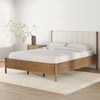image:imageNathan James Miles Mid Century Modern Queen Bed Frame Queen Size Platform Wood Bed Frame with Upholstered Headboard Cream BoucleLight BrownMiles Brown