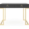 image:imageNathan James Parker Modern Home Office Writing Computer or Laptop Desk with Open Storage Cubby and Small Drawer WalnutBlackGold