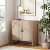 image:imageNathan James Paxton MidCentury Modern Wood Storage Cabinet with Doors Arched Storage Cabinet for Living Room or Kitchen with Rattan Door Details Raw OakRaw Oak