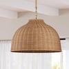 image:imageNathan James Percy Modern 2Light Pendant Island Light Fixture Brass Hanging Lights with Gold Metal Shade and Adjustable Cord for Kitchen Living Room Vintage BrassRattanLight Brown
