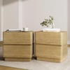 image:imageNathan James Tambellini Mid Century Modern Nightstand Bedside Table with Drawer and Cabinet Storage Solid Wood Legs and Fluted Door Fronts Light BrownRivelle Brown