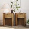 image:imageNathan James Tambellini Mid Century Modern Nightstand Bedside Table with Drawer and Cabinet Storage Solid Wood Legs and Fluted Door Fronts Light BrownShay Brown  Set of 2