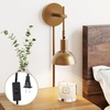 image:imageNathan James Tamlin Vintage Brass Wall Light Fixture Wall Mounted 1Light Lamp Plugin Sconce with OnOff Switch for Living Room Reading Nook or Bedroom BrassVintage Brass
