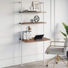 image:imageNathan James Theo 2Shelf Industrial Wall Mount Ladder Table Small Computer or Writing Desk NutmegMatte BlackRustic OakWhite
