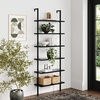 image:imageNathan James Theo 6Shelf Tall Modern Bookshelf Wall Mount Ladder Shelf Bookcase with Wood and Industrial Metal Frame Matte WhiteBlack