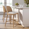 image:imageNathan James Webster Bohemian Round Back Bar Stool Upholstered Bar Stool with Seagrass Backrest for Kitchen or Bar Medium Brown Set of 2Rikki Light BrownWhite