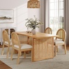 image:imageNathan James Willow Boho Rattan Dining Table Set for 4 Wood Dining Table Set of 4 Upholstered Dining Chairs with Rattan Back and Solid Wood Legs Cream BoucleWarm PineLight BrownRattan