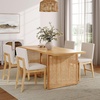 image:imageNathan James Willow Boho Rattan Dining Table Set for 4 Wood Dining Table Set of 4 Upholstered Dining Chairs with Rattan Back and Solid Wood Legs Cream BoucleWarm PineLight BrownWhite