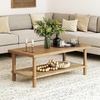 image:imageSonia Bohemian 2Tier Oval Coffee Table Living Room Cane Table with Storage Shelf and MidCentury Legs in Honey Brown Wood with Rattan AccentLight BrownSeagrass