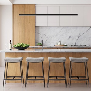 image:imageArlo Modern Backless Upholstered Kitchen Counter Bar Stool with DoubleLayered Saddle Seat and Black Metal Base BrownMatte Black Set of 2Feather GrayMatte Black