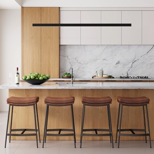 image:imageArlo Modern Backless Upholstered Kitchen Counter Bar Stool with DoubleLayered Saddle Seat and Black Metal Base BrownMatte Black Set of 2Vintaged BrownMatte Black