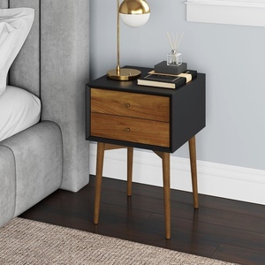 image:imageNathan James 32704 Harper MidCentury Oak Wood Nightstand with 2Drawers Small Side End Table with Storage BrownBlackBrown