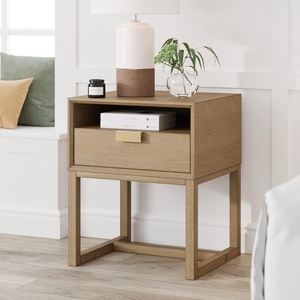 image:imageNathan James 32704 Harper MidCentury Oak Wood Nightstand with 2Drawers Small Side End Table with Storage BrownLight Brown