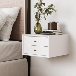 image:imageNathan James 32704 Harper MidCentury Oak Wood Nightstand with 2Drawers Small Side End Table with Storage BrownMatte White  Floating