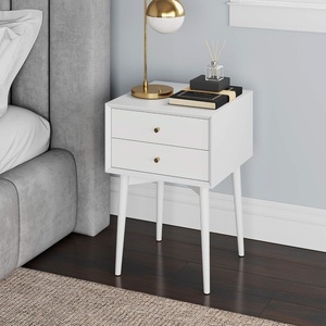 image:imageNathan James 32704 Harper MidCentury Oak Wood Nightstand with 2Drawers Small Side End Table with Storage BrownWhite