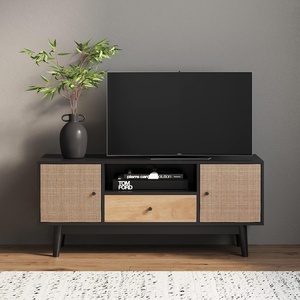 image:imageNathan James 74201 Bonnie Modern TV Stand Entertainment Cabinet Console with a Natural Wood Finish with Storage Doors for Living Media Room with Drawer Black OakRattan
