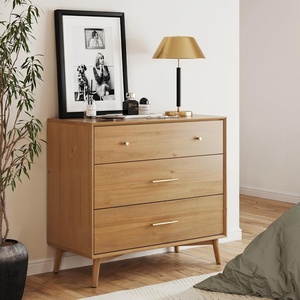 image:imageNathan James Andrew 3Drawer Rattan Dresser or Boheminan Living Room Storage Cabinet with Natural Rattan Accent and Metal Legs Light OakBlackHarper Brown