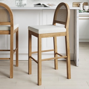 image:imageNathan James Bailey Upholstered Rattan Bar Stool in Oak Finish Frame Counter Height Stool with Natural Rattan Woven Back For Kitchen Island Brown Set of 4BrownWhite
