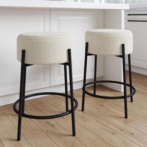 image:imageNathan James Barker Classic Counter Height Wood Barstool with Leather Removable Cushion Backless Island 24 Bar Stool for Kitchen Chestnut Brown Set of 2BlackWhite