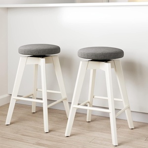image:imageNathan James Barker Classic Counter Height Wood Barstool with Leather Removable Cushion Backless Island 24 Bar Stool for Kitchen Chestnut Brown Set of 2Dark GrayWhite