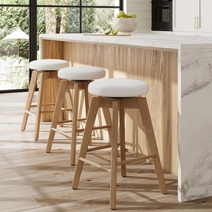 image:imageNathan James Barker Classic Counter Height Wood Barstool with Leather Removable Cushion Backless Island 24 Bar Stool for Kitchen Chestnut Brown Set of 2WhiteLight Brown