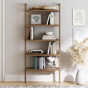 image:imageNathan James Beacon 5 Tier Bookshelf Wall Mounted Bookcase Solid Wood Bookshelf in Wire Brushed Finish Boho Rustic Bookcase