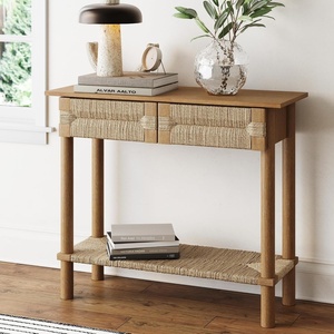 image:imageNathan James Beacon Wooden Sofa Console Table with Drawers Bohemian Entryway Table Hallway Table with Seagrass Shelf Light BrownBeacon Light BrownSeagrass