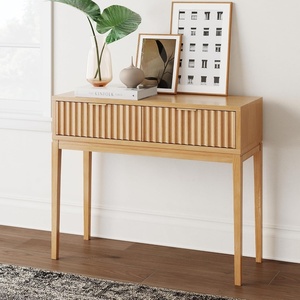 image:imageNathan James Beacon Wooden Sofa Console Table with Drawers Bohemian Entryway Table Hallway Table with Seagrass Shelf Light BrownJasper Warm Pine