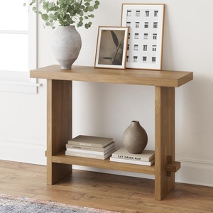 image:imageNathan James Beacon Wooden Sofa Console Table with Drawers Bohemian Entryway Table Hallway Table with Seagrass Shelf Light BrownVirgo Light Brown
