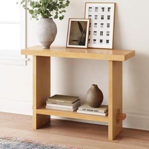 image:imageNathan James Beacon Wooden Sofa Console Table with Drawers Bohemian Entryway Table Hallway Table with Seagrass Shelf Light BrownVirgo Natural Oak Brown